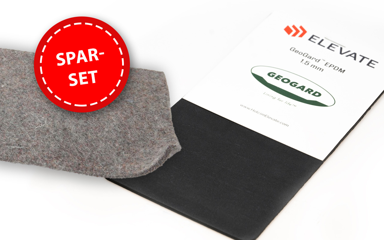 Sparset: Teichfolie EPDM 1,52 mm Holcim Elevate schwarz Rollenabschnitt mit Schutzvlies 300 g/m²