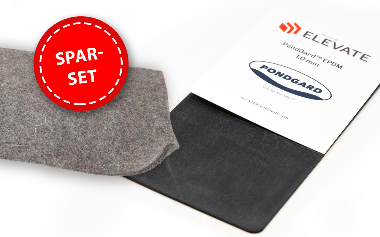 Sparset: Teichfolie EPDM 1,02 mm Holcim Elevate schwarz Rollenabschnitt mit Schutzvlies 300 g/m²