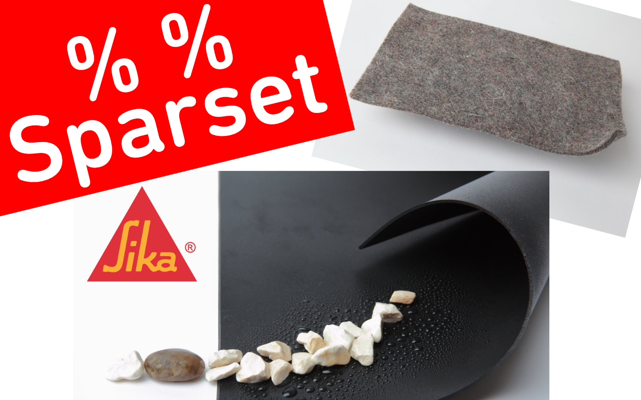 Sparset: Rollenabschnitt Teichfolie SIKA PVC 1,0 mm schwarz mit Schutzvlies 300 g/m²